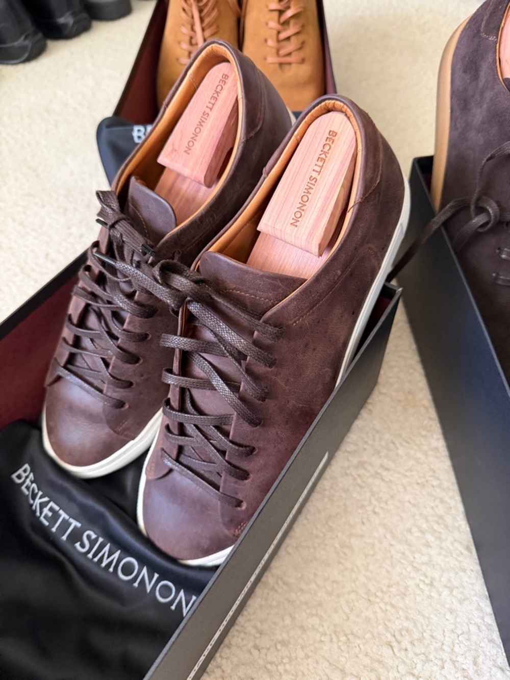 Beckett Simonon Dark Brown Leather Low-Top Sneakers - Picture 3 of 3